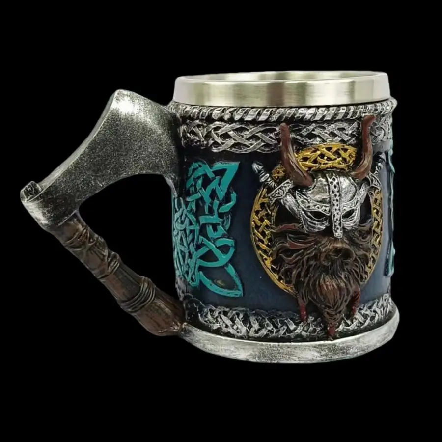 Viking Pirate Design Mug, 1 Count Stainless Steel Inside Coffee Mug, Creative Drinking Cup for Home Office Use, Gift for Friend & Family