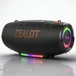ZEALOT Portable Bluetooth Speaker with Strap, 100W Outdoor Speaker HIFI Stereo Bass, IPX7 Waterproof, 24000mAh Battery, RGB Lights, EQ/PD Fast Charge, Power Bank for Party Camping Pool Gift.