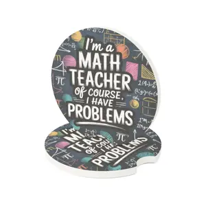 Math Teacher Car Coaster | Funny Teacher Gift | Chalkboard Classroom Cup Holder Insert | Teacher Appreciation Gift