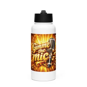 Gimme The Mic Stainless steel water bottle with a straw lid