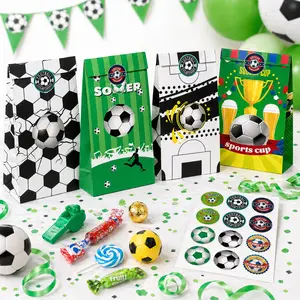 12pcs Soccer Party Favor Bags with Stickers – Football Cup Party Supplies, Kids Sports Gifts, Playdate & Birthday Goodie Bags, Team Celebration Treats
