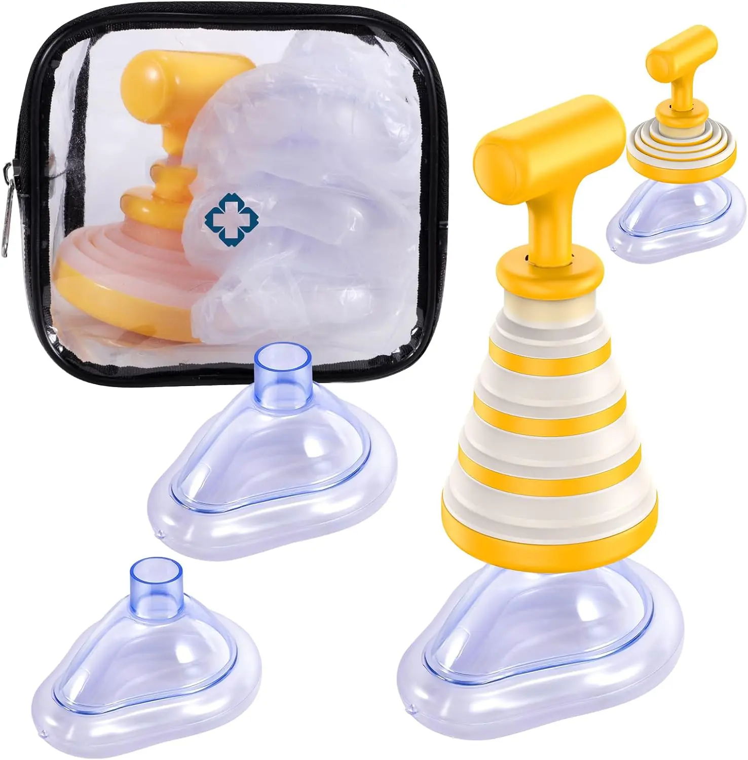 【Vibrant Orange Edition】Portable Push-Pull Vacuum Negative Pressure Extractor, Physical Airflow Surface Debris Cleaning Tool, Includes 3 Sizes of Contoured Shields for Family & Outdoor Travel & Campus Safety Kit Backup