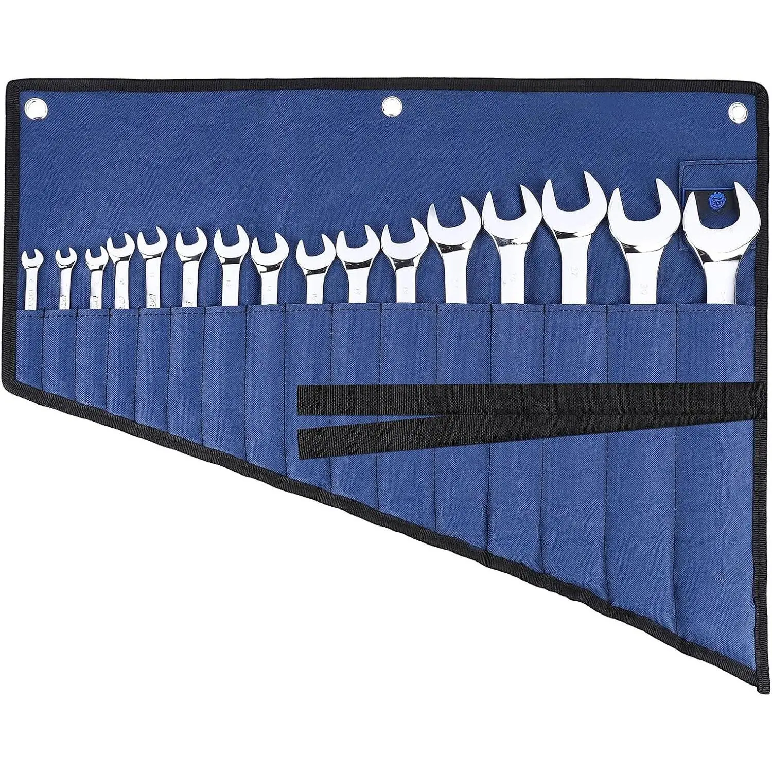 16 Pockets Wrench Roll Organizer  Rolled Tool Pouch Bag with Water Proof Oxford Cloth Blue