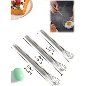 Mini Stainless Steel Egg Beater Whisk, 7/9/11 Inch Handheld Mixer, Ideal for Baking, Cooking, Mixing Flour, Cake Batter, Eggs, Compact and Durable, Kitchen Gadgets, Kitchen Cooking Accessories