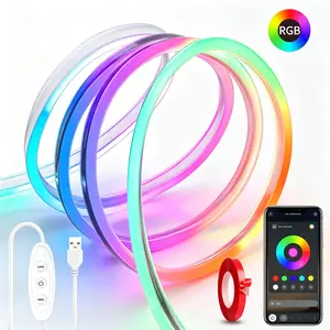 RGB Neon Rope Lights – Dimmable with App Control, Smart LED Ambient Backlight for Decoration, TV, Computer, Bedroom & Living Room, Neon Accent Light, Ideal Christmas Gift  Led Lighted Led Strip Bulb