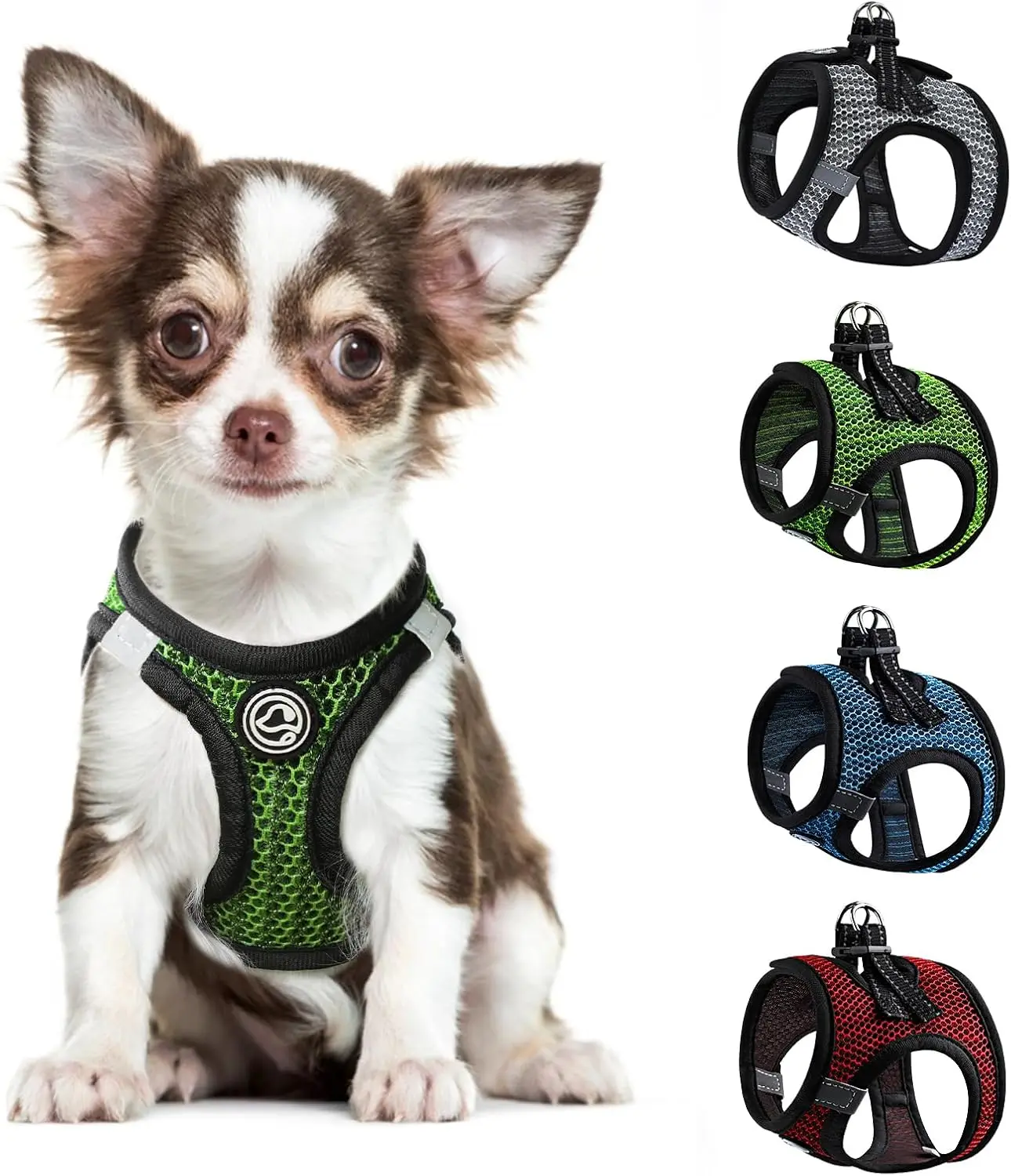 Summer Pet Harness No Pull Step in Adjustable Dog Harness Mesh Vest for Hot Weather Easy to Put on Small and Medium Dogs Cats (Green, Medium) shifenmei