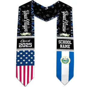 Personalized El Salvador Graduation Sash, El Salvador Graduation Stole, Salvadorans Flag Graduation Stole, Custom Name and Major Class of 2025