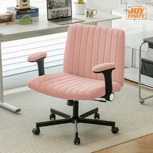 Joyfinity Home Criss Cross Office Armrests Chair, Criss Cross Desk Chair with Wheels and Flip-Up , Upholstered Swivel Height Adjustable  Chair, Wide Seat Chair for Home Office, Teacher chairs, office chairs&Ergonomic chair