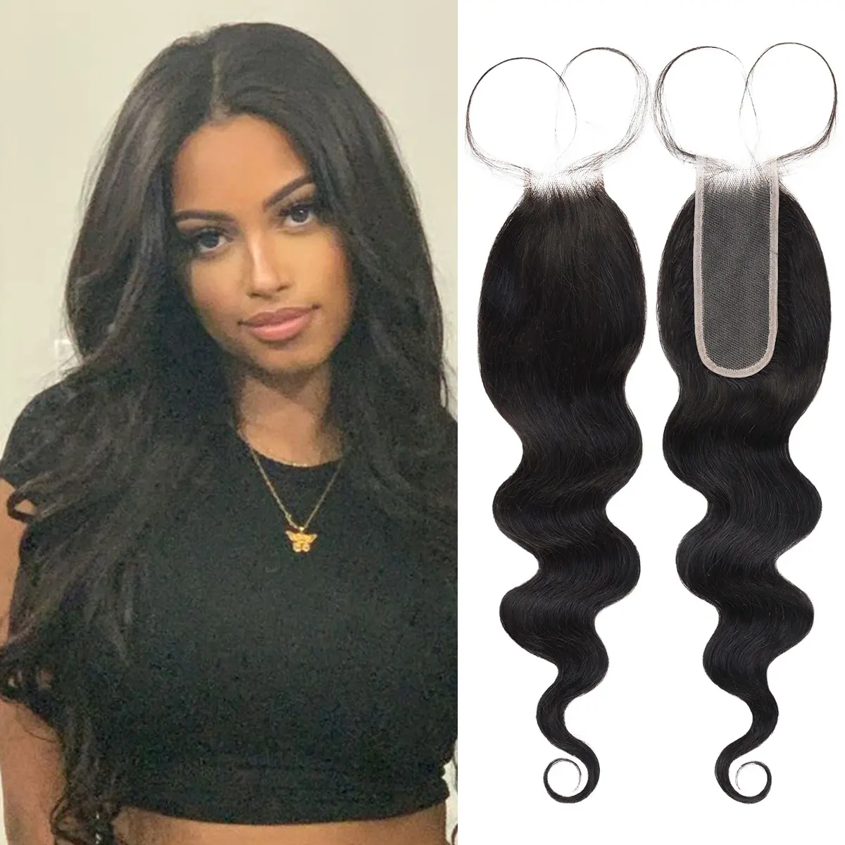 Starlet 2x6 Body Wave Closure, 100% Unprocessed Brazilian Virgin Human Hair in Natural Color (10"-18"), Natural Wavy Hair