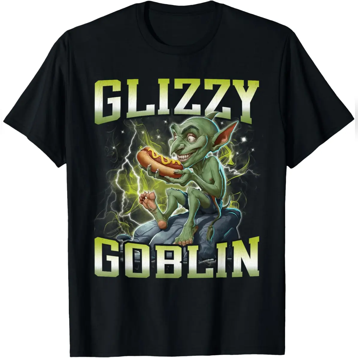 Men's Funny Graphic Short-Sleeve Tee - Glizzy Goblin Meme, Relaxed Fit, Soft Durable Ring-Spun Cotton, Round Neck, Athletic, All Seasons, Oeko-Tex Certified, Unisex, Available in 2XL-3XL, Shortsleeve, Multi-Size