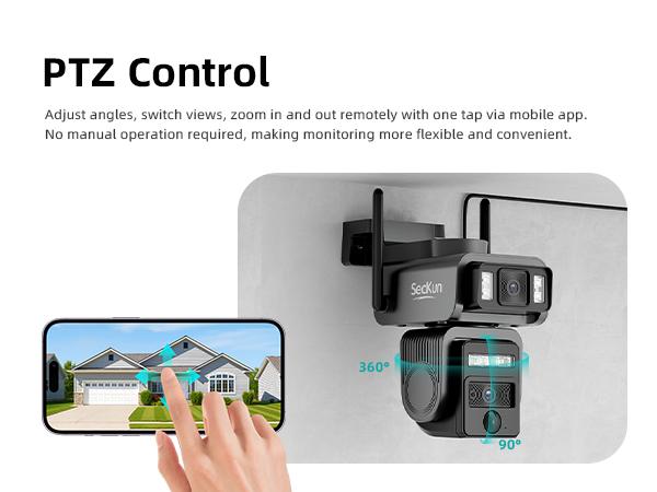 4pc 2K Solar Powered PTZ Cameras with Dual Lenses, 360° Pan-Tilt, Color Night Vision, Active Siren & Spotlight, Auto Tracking, PIR Motion Alerts, 2-Way Audio, IP66 Waterproof, SD/Cloud Storage
