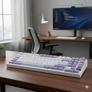 75% Hot-Swap 3-Mode Mechanical Keyboard with TFT Color Screen & Knob, RGB Backlit for Gaming & Office, 4000mAh Long Battery, Bluetooth 5.0/2.4G/USB-C, Customizable Switches & Keycaps, Wireless Gaming Keyboard, LED Backlit Keyboard