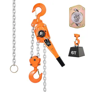 Manual Lever Chain Hoist, 6 Ton (13200 Lbs) Capacity, Heavy Duty Come Along With 10 Ft Lift, G80 Alloy Steel Chain, Dual Pawl Mechanical Brake, 360 Degree Rotating Hooks for Warehouse Construction and Garage Use