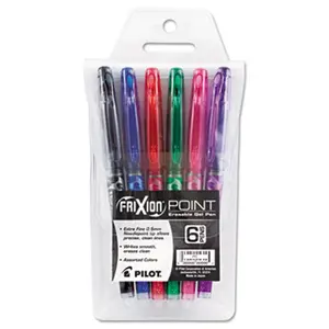 Pilot 46524 FriXion Point Erasable Gel Pen Needle 0.5mm Extra Fine Assorted 6-Pk