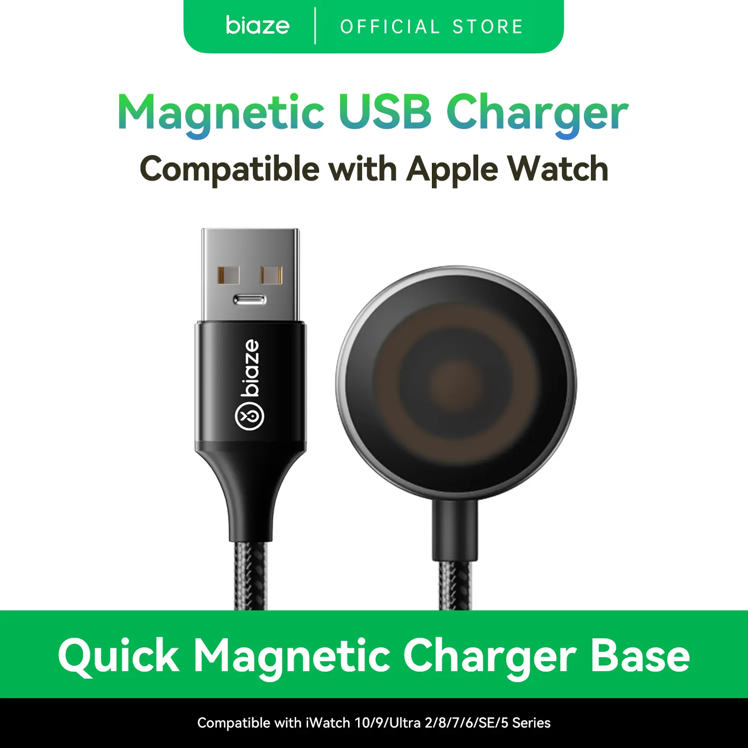Biaze USB Magnetic Charger for Apple Watch, Fast Charging Cable Compatible with Series 10/9/Ultra 2/8/7/6/SE/5, Portable Wireless Charging Dock for Apple Watch Accessories back to school,back to school haul
