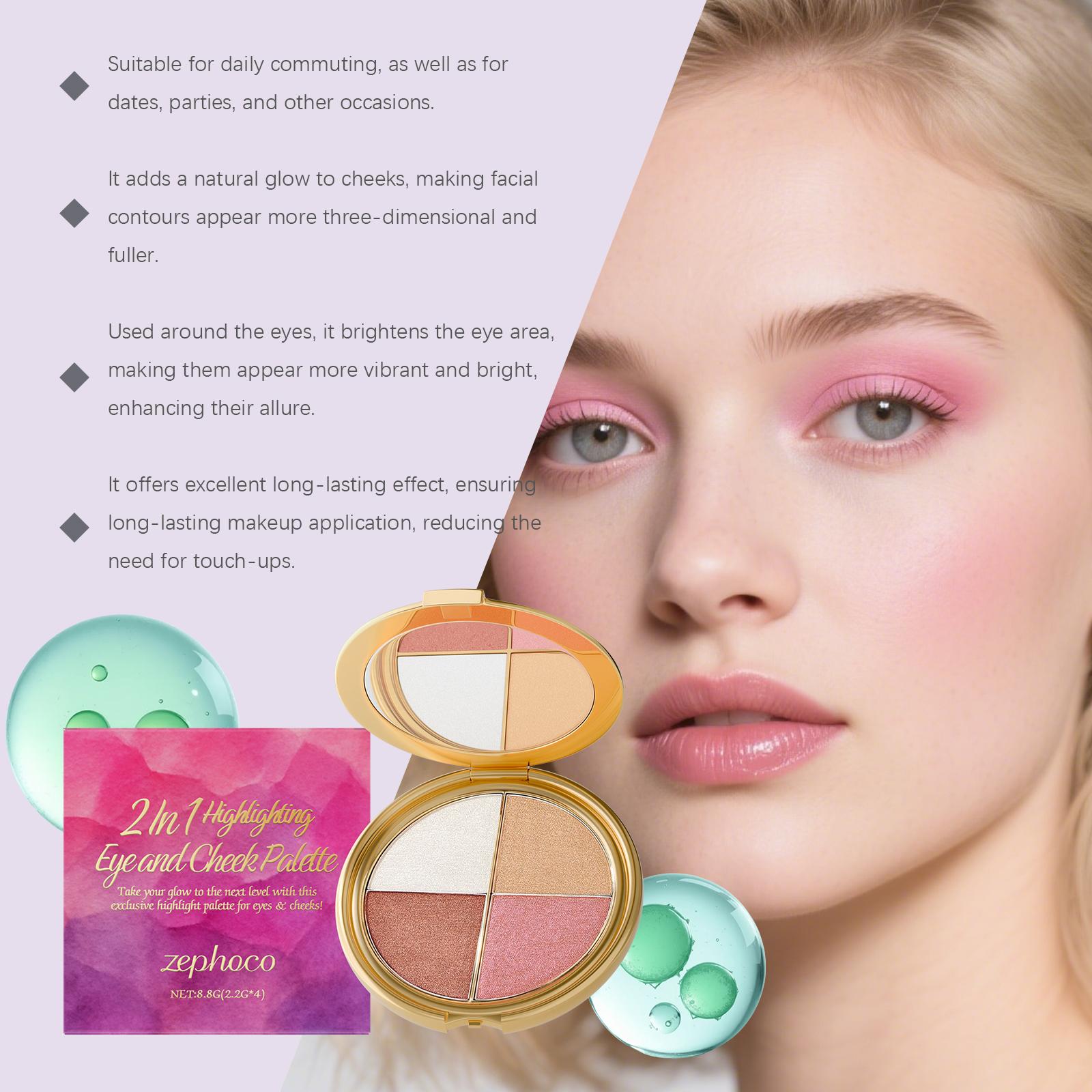 Buy 1 Get 1 Free cheek palette - eyeshadow and highlighter makeup Shimmer bedazzled beauty tiktokshopspringglowup