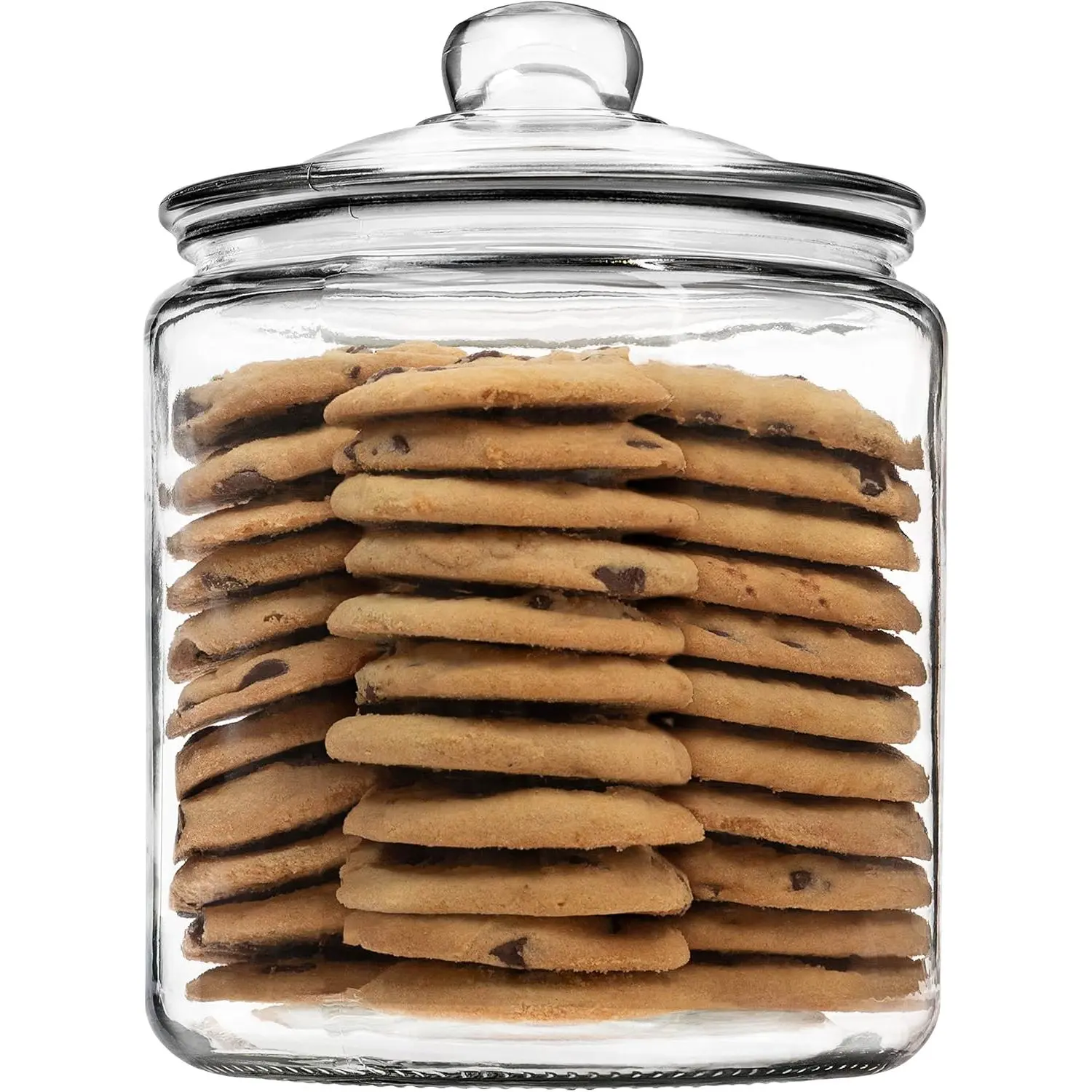 1 Gallon Glass Cookie Jar with Lid - Glass Jar with Lid - Airtight  Storage Container for Cookies, Candy, Flour,   - Clear Large Kitchen Jar for Pantry or Laundry Room