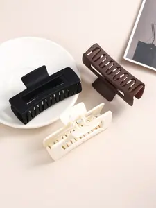 3Pcs/Set Matte Rectangle Hair Claw Clips, Assorted Neutral Color Non-slip Clamps, Minimalist Aesthetic Hair Accessories for Women