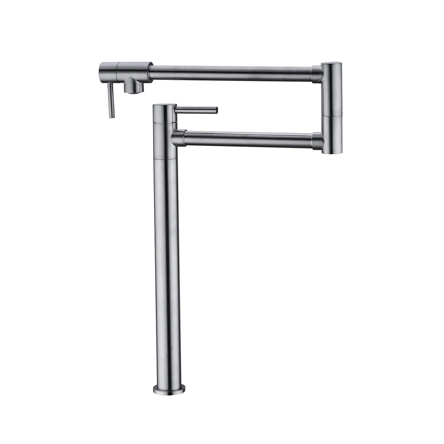 Commercial Pot Filler Tap with Tap Aerator, Dual Handles, Eco-friendly Extension Shank, 360 Rotation, Easy On/Off Control, Fingerprint-preventing Finish, Folding Function, Free-Swivel Arm, High Durability, Splash-free Water Flow