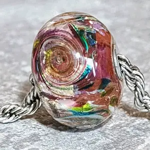 Glass Lampwork Bead for European Style Bracelets - Unicorn Swirl