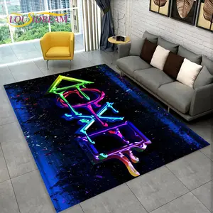 Neon Video Game Symbols Flannel Area Rug - Oversized Soft Plush Mat for Gaming Room & Bedroom, Non-Slip Thick Retro Video Game Pattern Home Decor for Gamer Enthusiasts Gaming Rugs #GameSymbolsRug #NeonGamingCarpet #GamerRoomDecor #FlannelMat #NonSlipRug