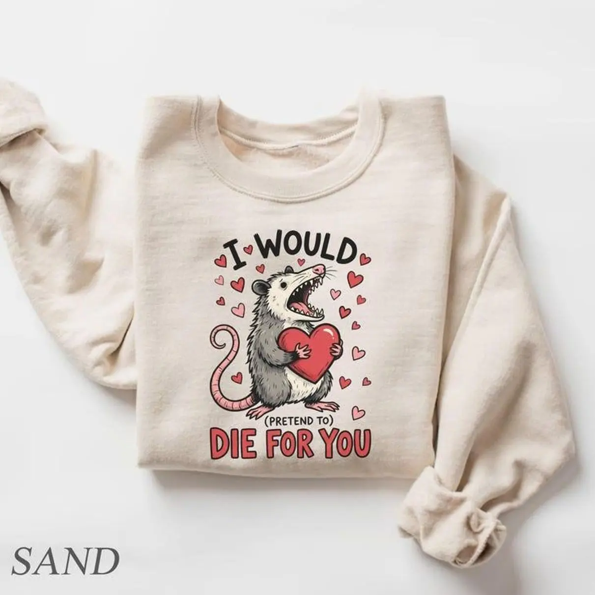 I Would Pretend To Die For You T-Shirt/Sweatshirt/Hoodie, Funny Possum Valentine Shirt, Cute Sarcastic Love Graphic Tee, Opossum Valentines Sweater