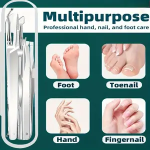 10Pcs Stainless Steel Ingrown Toenail Kit, Portable Manicure Pedicure Set with Storage Box