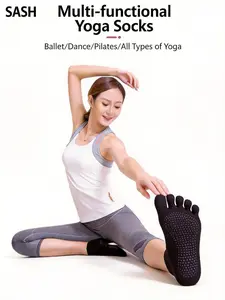 Women’s Five-Toe Yoga Socks — Non-Slip Pilates-Specific Professional Thin Short Sports/Fitness/Dance Socks for Summer