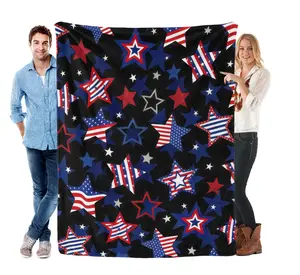 Jekeno patriotic American flag blanket with stars and stripes plush flannel throw for July 4th Memorial Day Independence Day red, white and blue American sofa, sofa bed, blanket