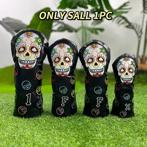 Creative Skull Pattern Golf Club Head Cover, 1/4 Counts/set Golf Club Head Cover, Golf Accessories for Hybrid Driver Fairway Wood Covers, Halloween