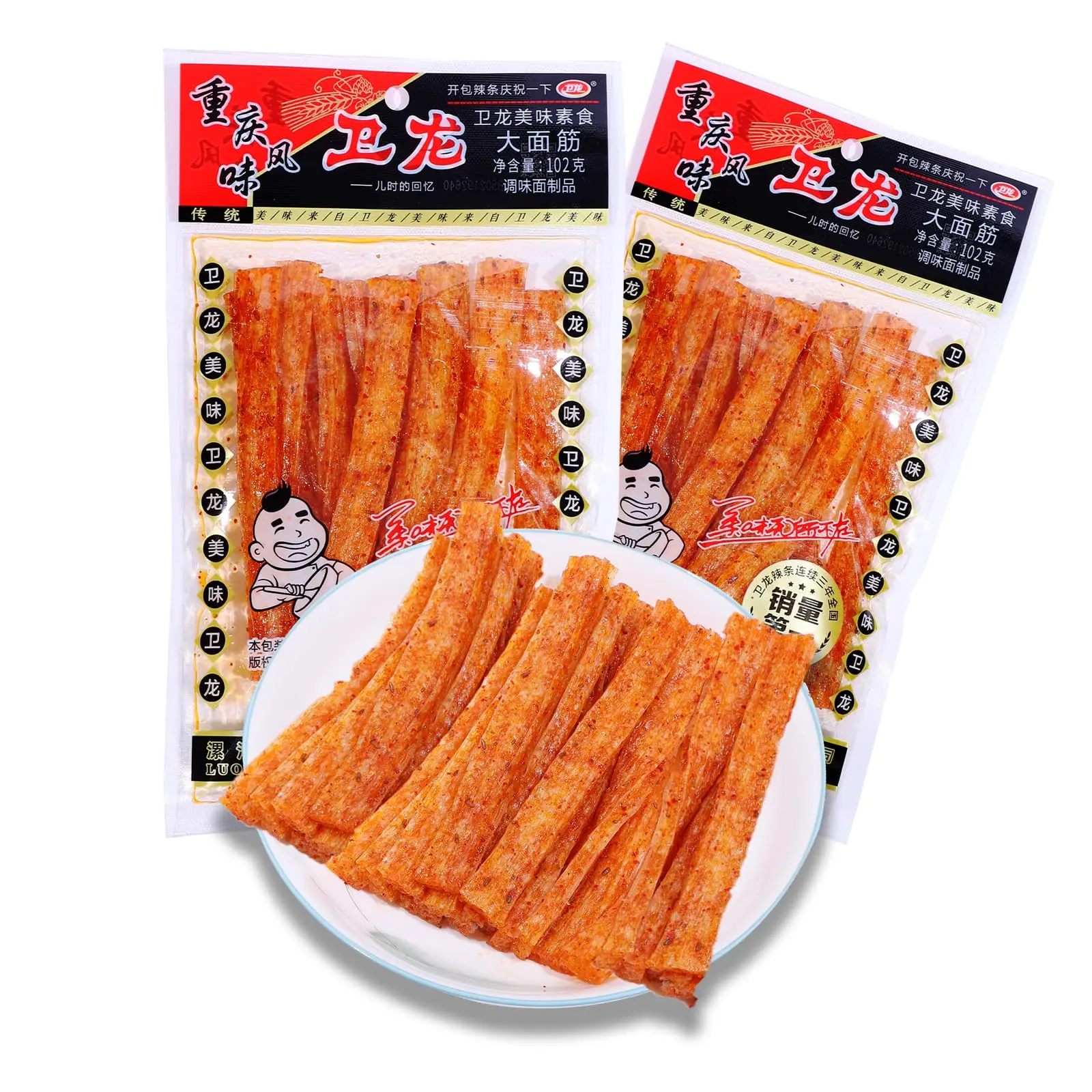 2 Packs Latiao Spicy Strip, Chinese Special Spicy Snacks, Classic Casual Snacks, Stick Shaped  102g / 3.59oz per Pack