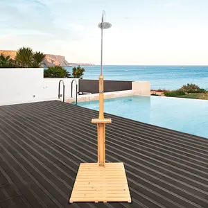 Outdoor Garden Pool Shower with Chassis Board - Wood Construction, Ideal for Swimming Pool, Patio Use (Sports & Outdoor Personal Care Shower)