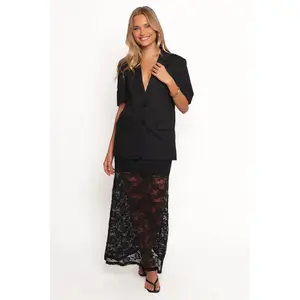 Laken Sheer Lace Maxi Skirt - Black