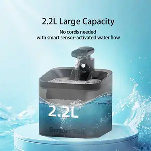 SmartTail Smart Eco Pet Water Fountain 2200ML Large Capacity 52Days Battery Life Automatic Pump for Cats &  with Oxygen-Enriched Bubble Water floor saver dispenser water bowl healthy
