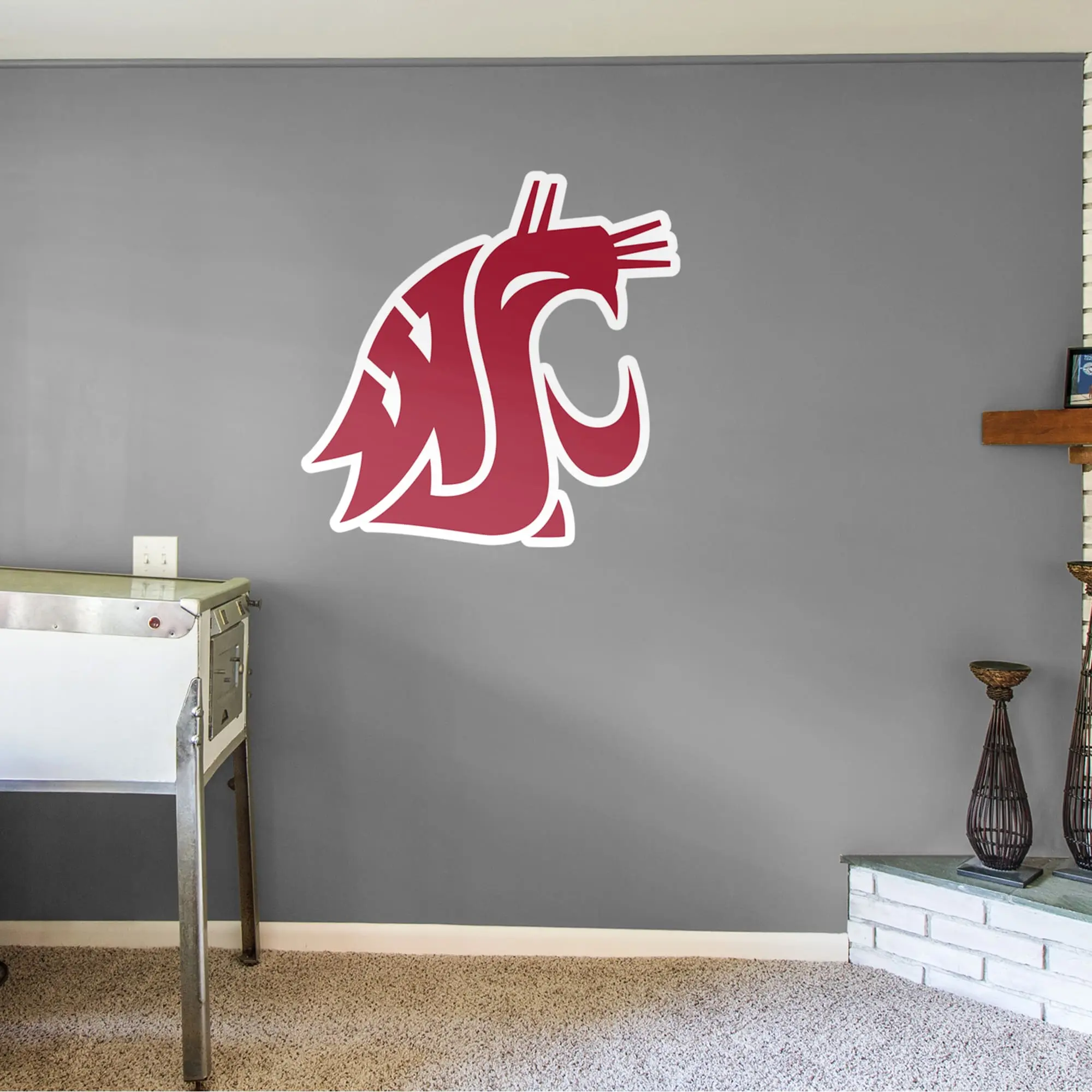 Official NCAA Washington State Cougars RealBig Logo Collection Reusable Vinyl Wall Decals - Vinyl Stickers for Home Decor & Sticker Decoration, Decal Sticker, Art Stickers