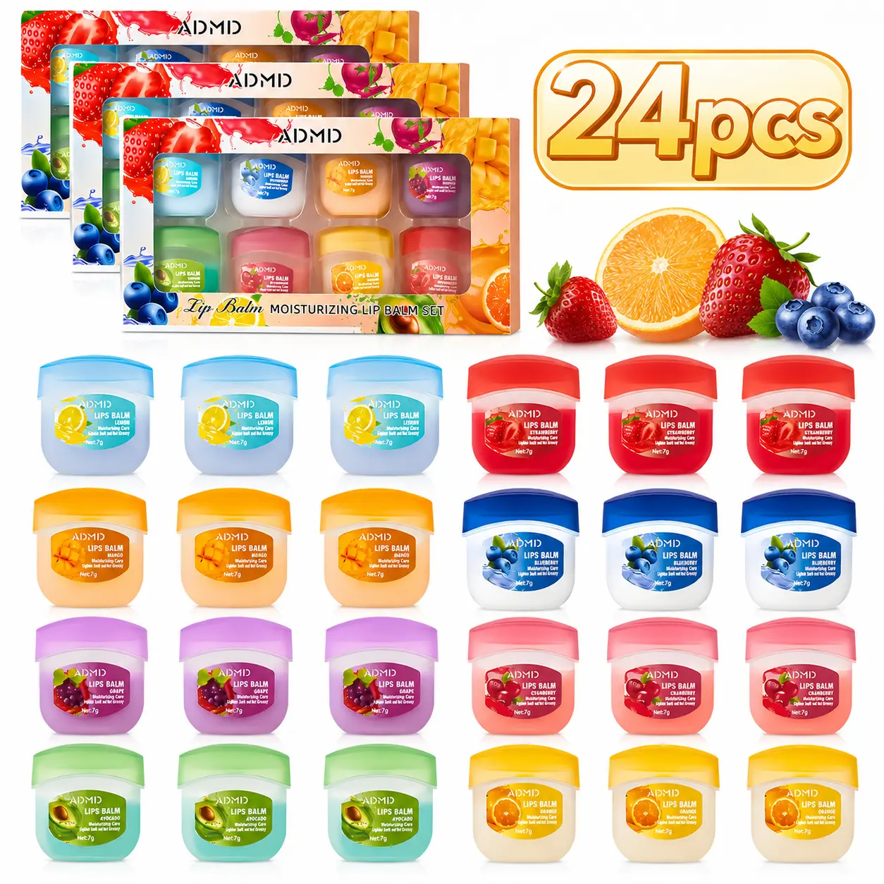 Christmas Lip Balm Set - 3 Boxes of Fruit-Flavored Lip Gloss, Day and Night Sleeping Moisturizing Lip Moisturizing Nourishing Lip Mask, Portable, Hydrating and Anti-cracking, Perfect as Christmas and Seasonal Gift