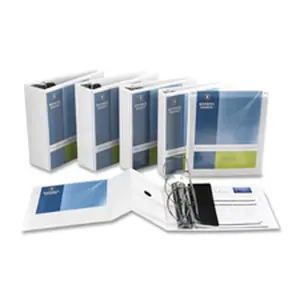 D-Ring Binder- w- Pockets- 5in. Capacity- White