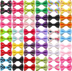 YAKA 60PCS Cute Puppy Dog Hair Bows with Clips – Small Pet Grooming Bow Accessories