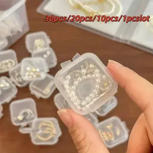 Flip Clear Transparent Plastic Storage Organiser Container Box, Portable Mini Pill Jewelry Holder, Earrings Small Boxes, Packaging Display Case, Cosmetic Storage, 30pcs/20pcs/10pcs/1pcslot