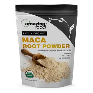 Amazing Food Maca Root Powder | USDA Organic Certified | 5 Grams per Serving | 16 Oz | Non-GMO | Gluten-Free