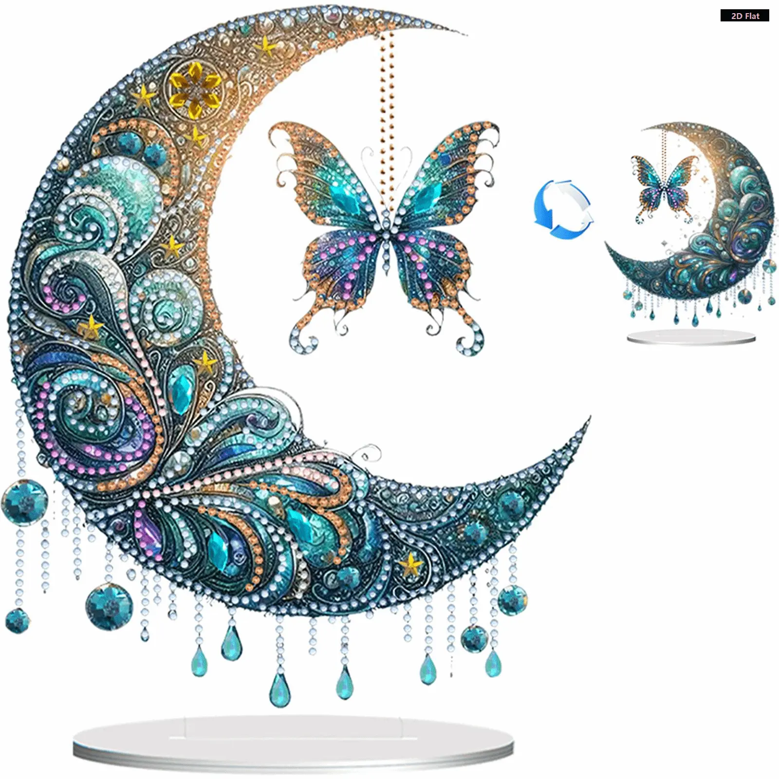 2D Acrylic Flat Print DIY Diamond Crystal Art Painting Kit for Adults, Classic Needlework Craft, Crystal Art Artwork for Bedroom Desktop Decorations