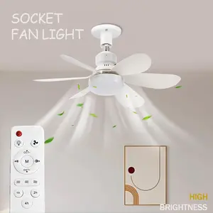 Plug-In Ceiling Fan Light with Remote Control, Pure Copper Dc Motor, Variable Speed Energy Saving, Quiet Operation, Adjustable Lighting, Timer Function
