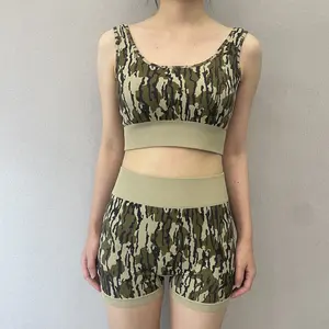 Adult Women Athletic Outfit – Camouflage Yoga Sports Set | Cute Camo Activewear for Gym, Running & Lounge