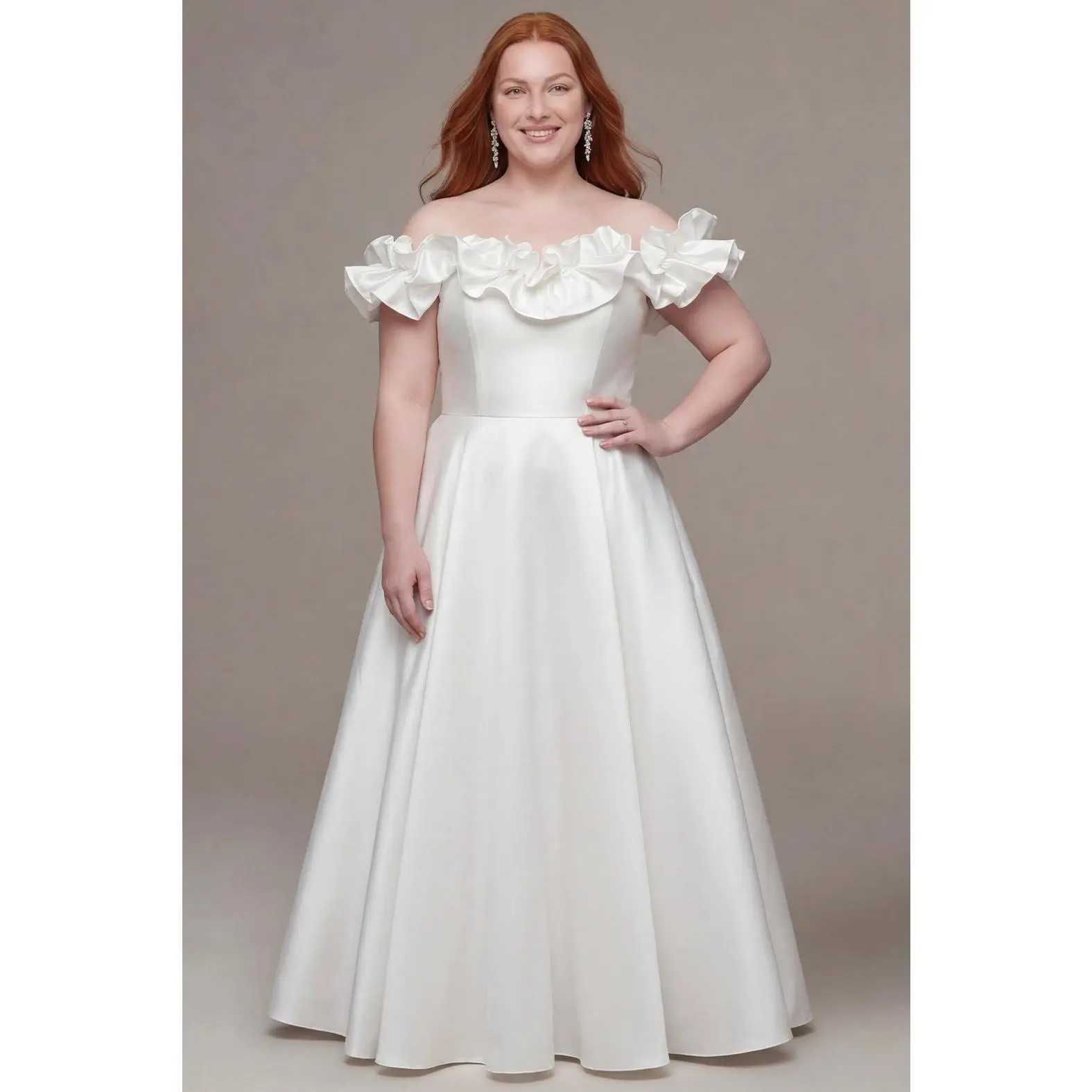 The Muse Plus Size Ivory Satin Wedding Dress