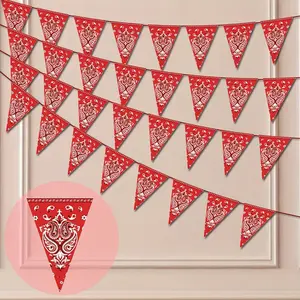Western Cowboy Party Banner Decorations, Triangle Bandana Pennant Flag, Wild West Theme, Yee Haw Country Party Supplies