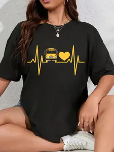 100% Cotton School Bus Driver Heartbeat T-Shirt