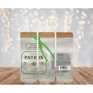 Patron 25oz. Frosted Glass - Classic Design with Straw - Stylish Beverage Drinkware for Coffee and Tea