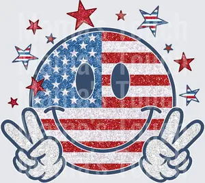 Patriotic Smiley - Patriotic Design -  DTF Transfers - Direct to Film Transfer - THIS IS NOT A T-Shirt or Digital product