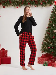 Couples Matching Pyjama Set Checked Pyjamas for Men and Women Long Sleeve Sleepwear 2 Pieces Loungewear