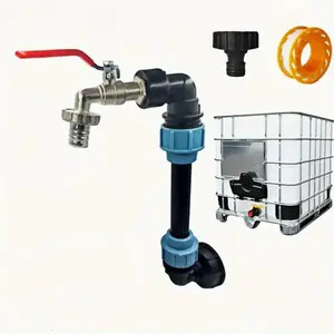 Universal IBC Tote Adapter Kit, Bronze Faucet Connector with PE Pipe Fittings, 3-way Connector for Water Tanks, Aquariums, Bathtubs, Pools, Garden Barrels